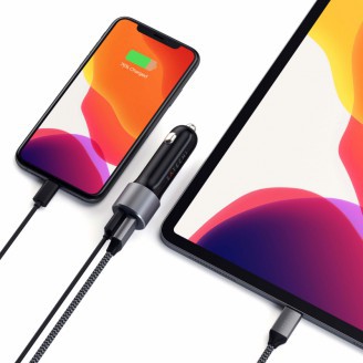 Автомобильное зарядное устройство Satechi USB-C + USB-A, PD, 72Вт, черный
